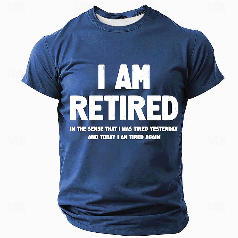 Men's Funny Graphic T-Shirt with Retirement Wordplay: 'I Am Retired, Tired Again' Short Sleeve Tee2