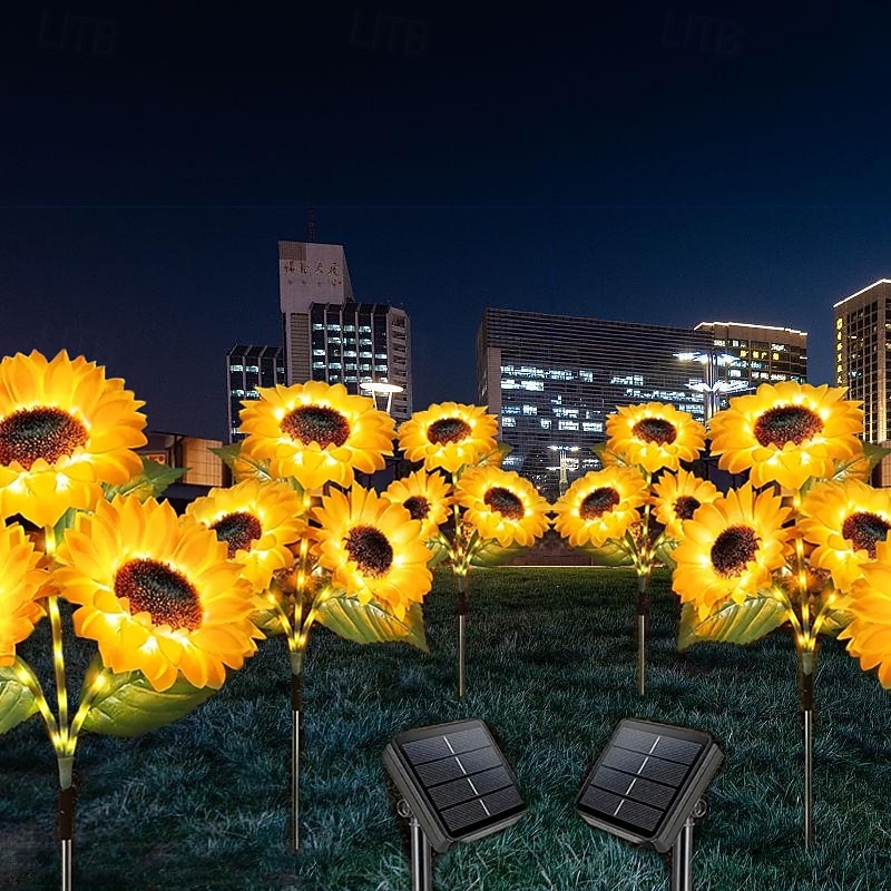 1PC 1 W LED Solar Lights Sunflower Decorative Warm White 3 V Outdoor Lighting Courtyard Garden 126 LED Beads Christmas New Year's