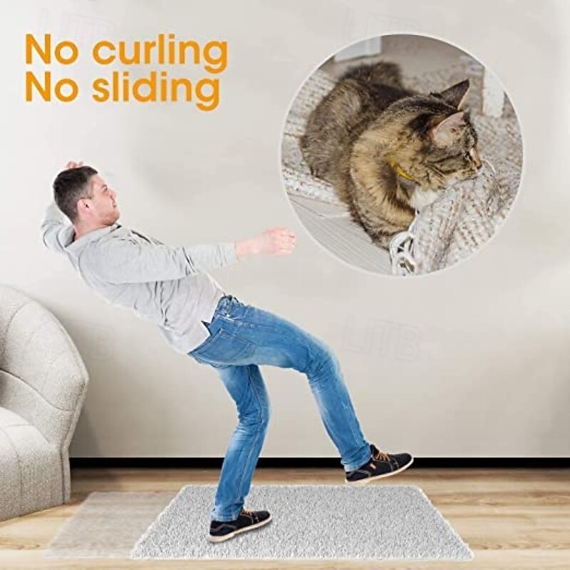 4pcs Pcs Rug Tape, Non Slip Rug Pads Grippers for Hardwood Floors and Tiles, Reusable Carpet Tape for Area Rugs, Double-Sided Adhesive Rug Stickers Keep Corners Flat3