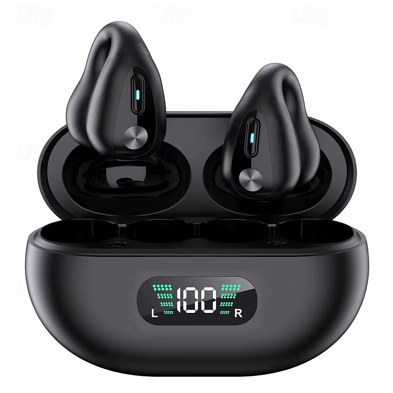 Bone Conduction Wireless Earbuds Bluetooth 5.3 – HD Voice, Noise Reduction, LED Display, Dual Connection, Touch Control, Ideal for Running & Sports