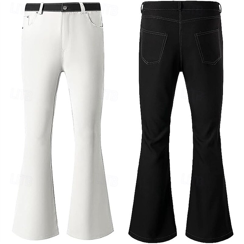 Retro Vintage 1970s Groovy Bell Bottom Pants Flared Trousers Hippie Disco mid rise Color Block Fancy Dress Men's Halloween Carnival Music Festival Retro Theme Party Adults' Pants
