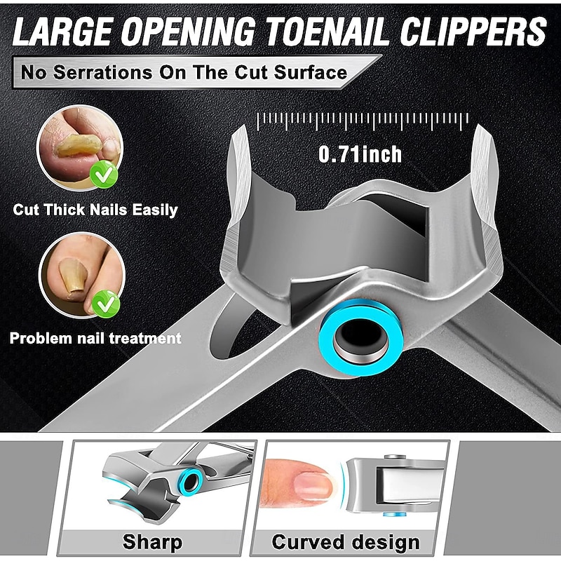 7pcs/set Toenail Clippers Set for Seniors with Thick Toenails, Heavy Duty Long Handle Nail Clippers for Adults, Ingrown Toenail Tools Kit, Large Stainless Steel Toe Nail Cutter4