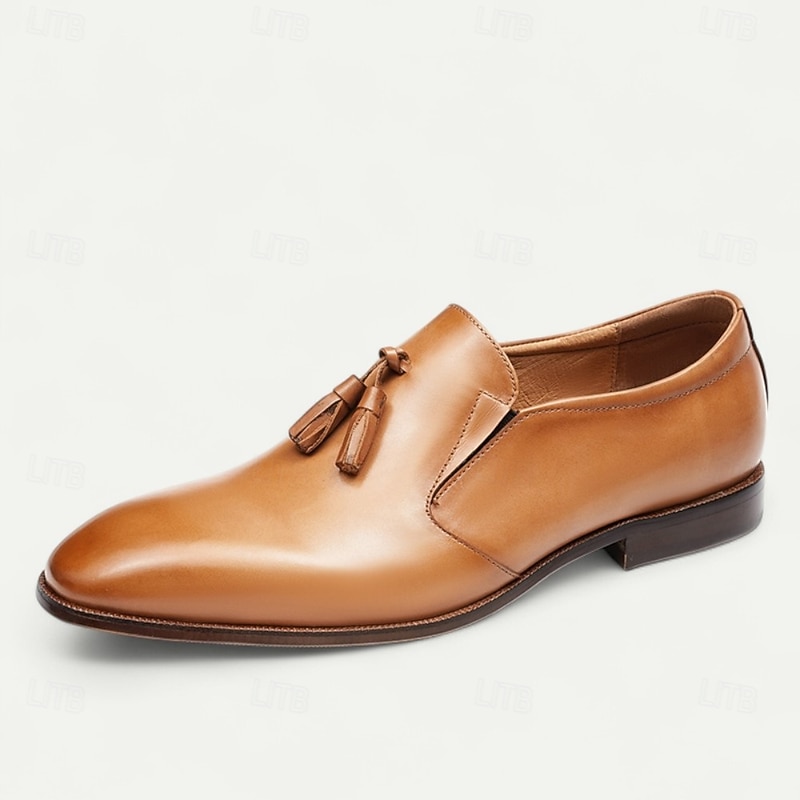 Men's Tan Leather Loafers with Tassel Detail – Stylish and Comfortable Footwear for Weddings, Office Meetings and Evening Events3