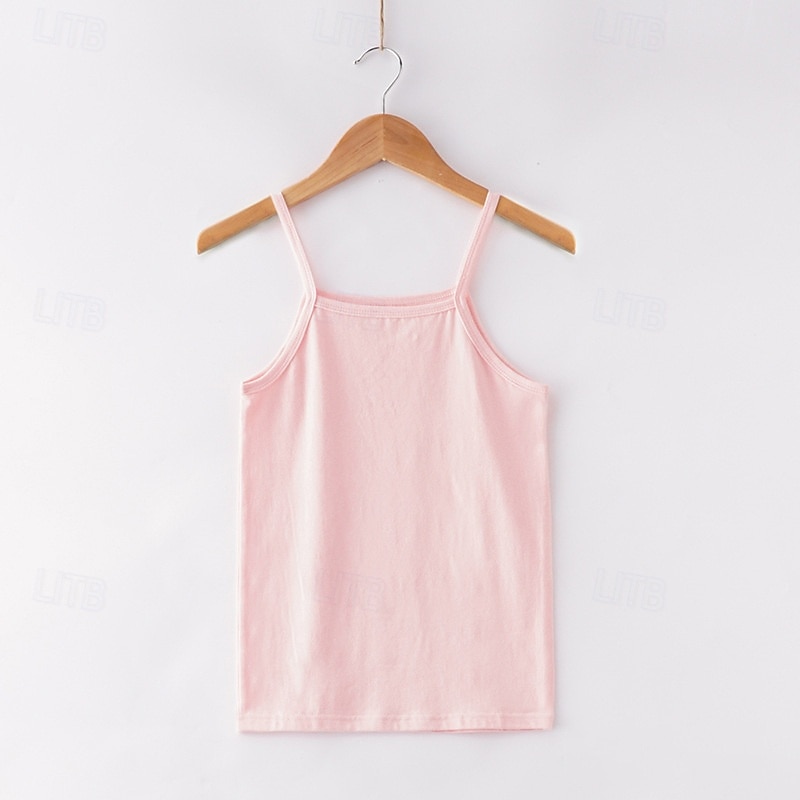 Kids Girls' Tank Solid Color Outdoor Sleeveless Streetwear 4 years+ Summer White Pink Green
