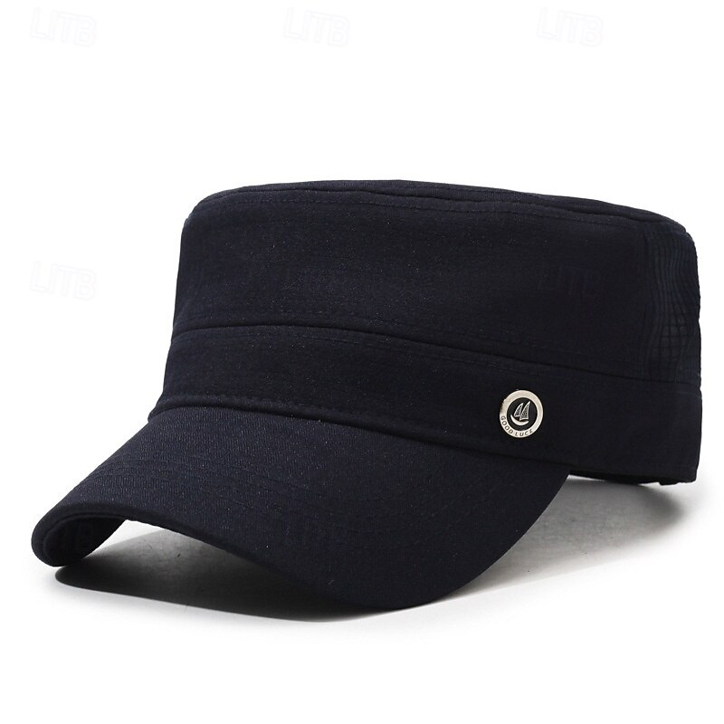 Men's Flat Cap Sun Hat Trucker Hat Black Navy Blue Polyester Fashion Casual Street Daily Plain Adjustable Sunscreen Breathable3