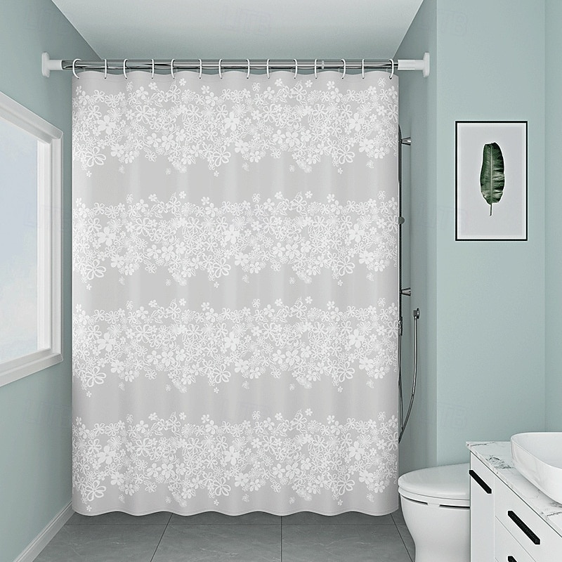 PEVA Shower Curtains, Water Resistant Bath Curtain for Bathroom Shower and Tub with Hooks Extra Long 240cm