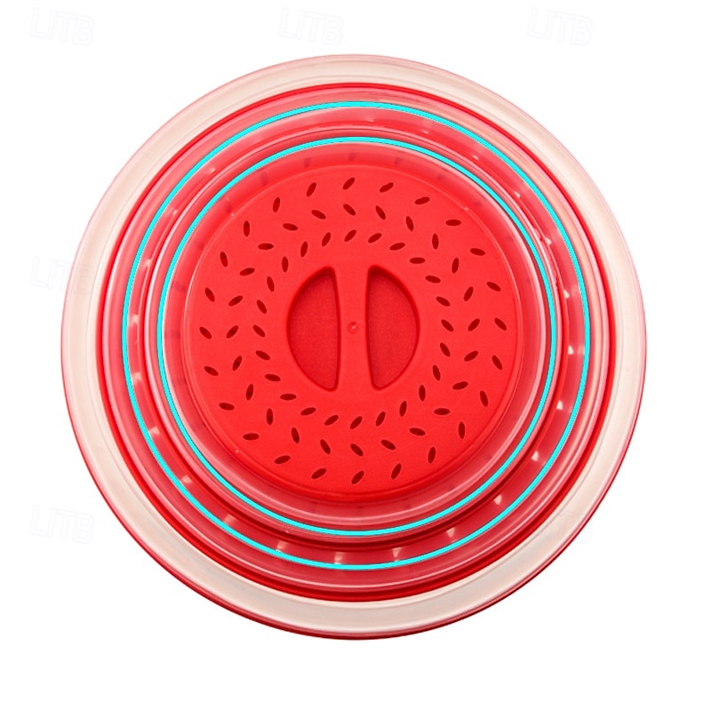 Microwave Splatter Cover with Fruit Strainer, BPA-Free Thermoplastic Rubber Lid, Foldable Silicone Microwave Cover for Food Heating, Dishwasher Safe,