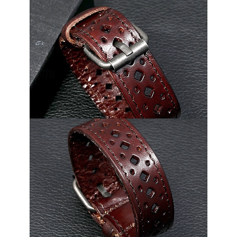 Men's Bohemian Genuine Leather Hollow Bracelet - Vintage Adjustable Cuff Wristband for Casual, Business and Holiday Wear4