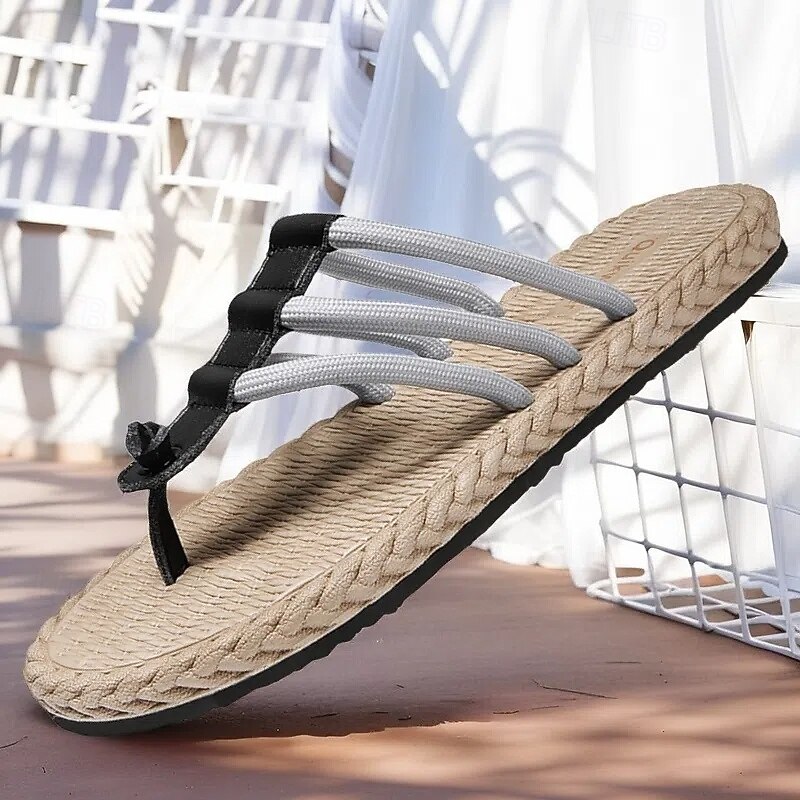 Men's Multicolor Woven Slip-On Shoes with Buckle Detail, Fashionable and Comfortable Footwear, Perfect for Summer Casual Events, Daily Wear and Weekend Trips