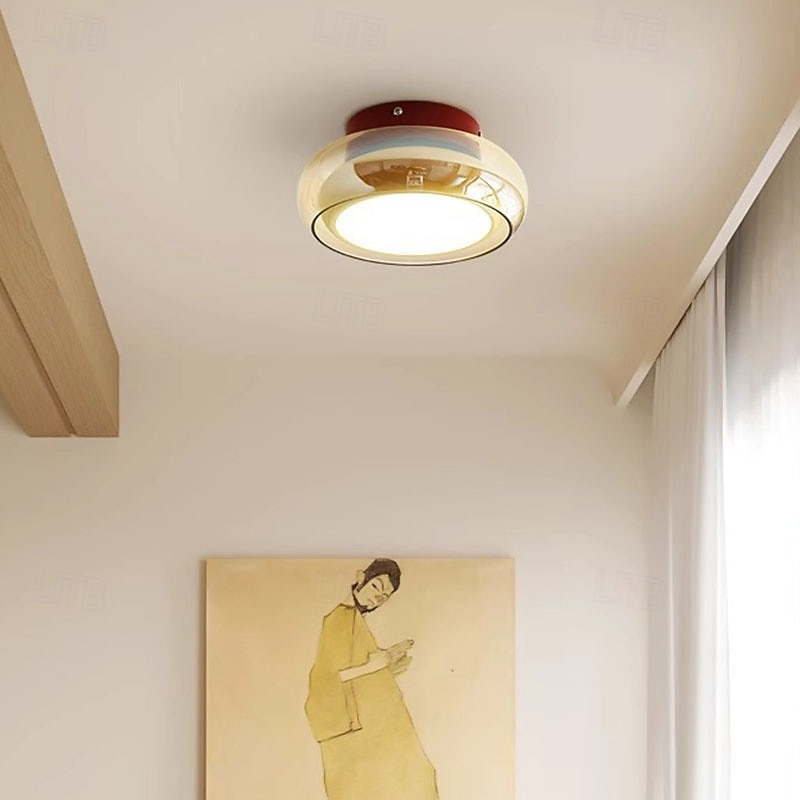 LED Ceiling Light 1-Light 20cm Ring Design Flush Mount Lights Metal Ceilling Light for Corridor Porch Bar Creative Loft Balcony Lamps  110-240V