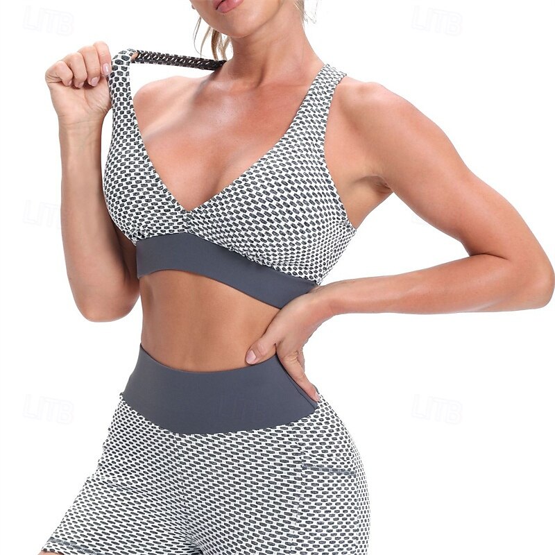 Women's Bubble Tennis Bra Sports Bra Shockproof Moisture Wicking Breathable Tennis Golf Pickleball Halter Neck Crisscross Back Black White Pink Tennis Clothing4