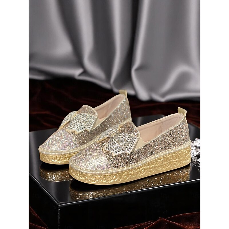 Women's Silver Glitter Platform Slip-On Shoes— Rhinestone Embellished, Cushioned Sole, Party-Ready Sparkle for Night Out, Festivals and Concerts4