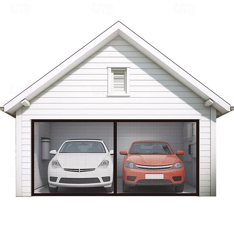 Magnetic Garage Door Screen for 1 Car W111.8*H85.8inch(284*218cm)/ for 2 Cars W195.3*H85.8inch(496*218cm) Garage Door Mesh Screen Curtain Cover Kit with Hook and Loop