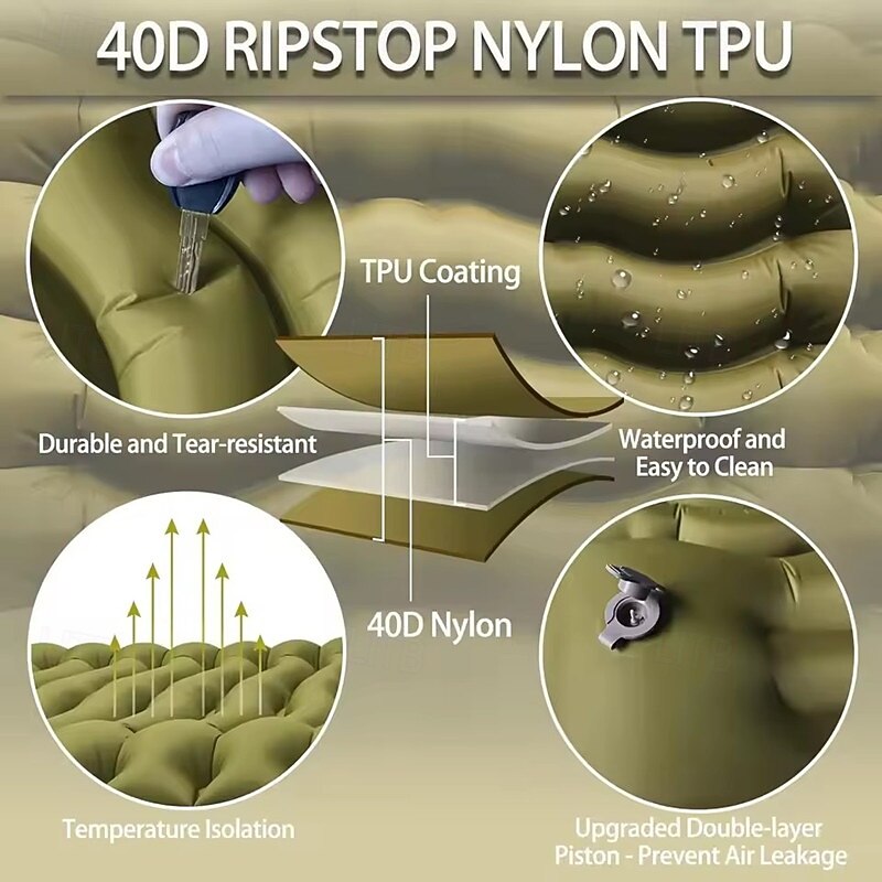 Double Mattress - Self Inflatable 4 Thickened Pillow Built-in Foot Pump Air Mattress for Hiking Travel Tents Portable Camping Mattress4