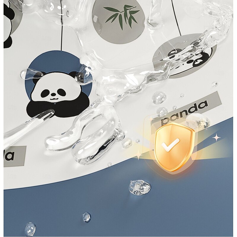 PEVA Shower Curtain Bath Curtain Extra Long 240cm Waterproof Mildew Proof Animal Panda Pattern, Including Hooks4