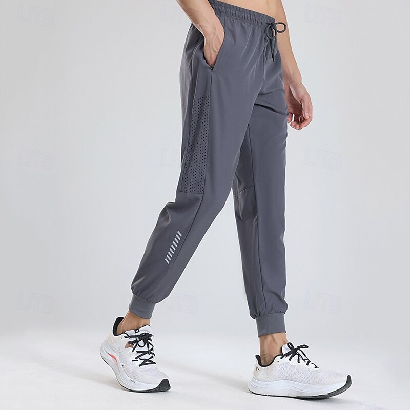 Men's Trousers Jogging Pants Sports Pants Training Pants Pocket Drawstring Elastic Waist Plain Comfort Sports Outdoor Daily Fashion Casual Black Gray Micro-elastic - Main Image