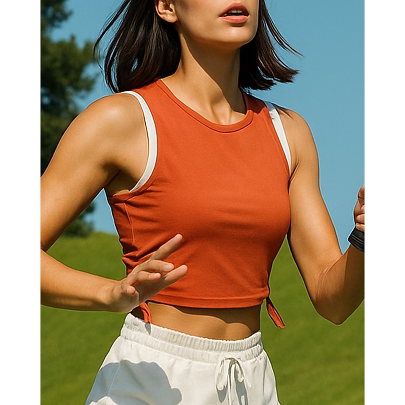 Women's Patchwork Sport Shirt Tennis Shirt Tennis Top Seamless Breathable Tennis Golf Pickleball White Dark Navy Orange Tennis Clothing3