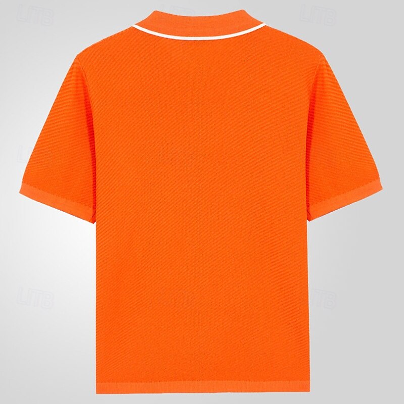 Men's Button Up Polos Golf Shirt Casual Sports Lapel Short Sleeve Fashion Basic Plain Buttons Summer Blue Orange Gray Button Up Polos3