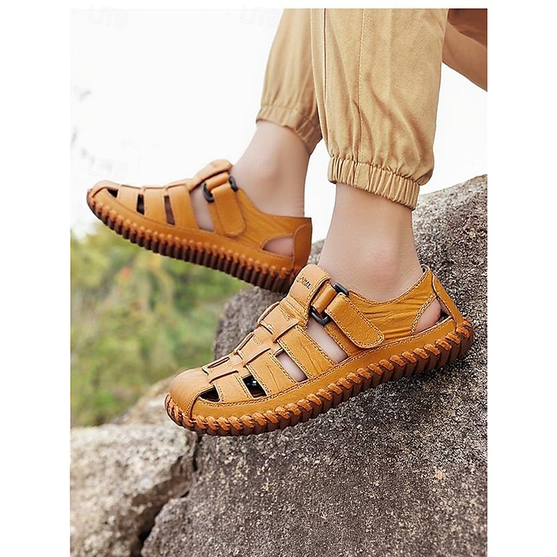 Men's Leather Fisherman Sandals – Breathable Handmade Casual Outdoor Beach Shoes4