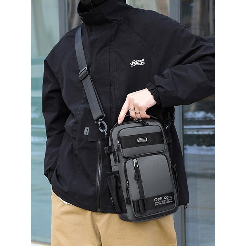 Men's Tactical Crossbody Chest Bag - Waterproof Multi-compartment Shoulder Backpack, Multiple Carrying Methods, Sporty Outdoor Style, Suitable for Travel, Hiking and Daily Commuting3