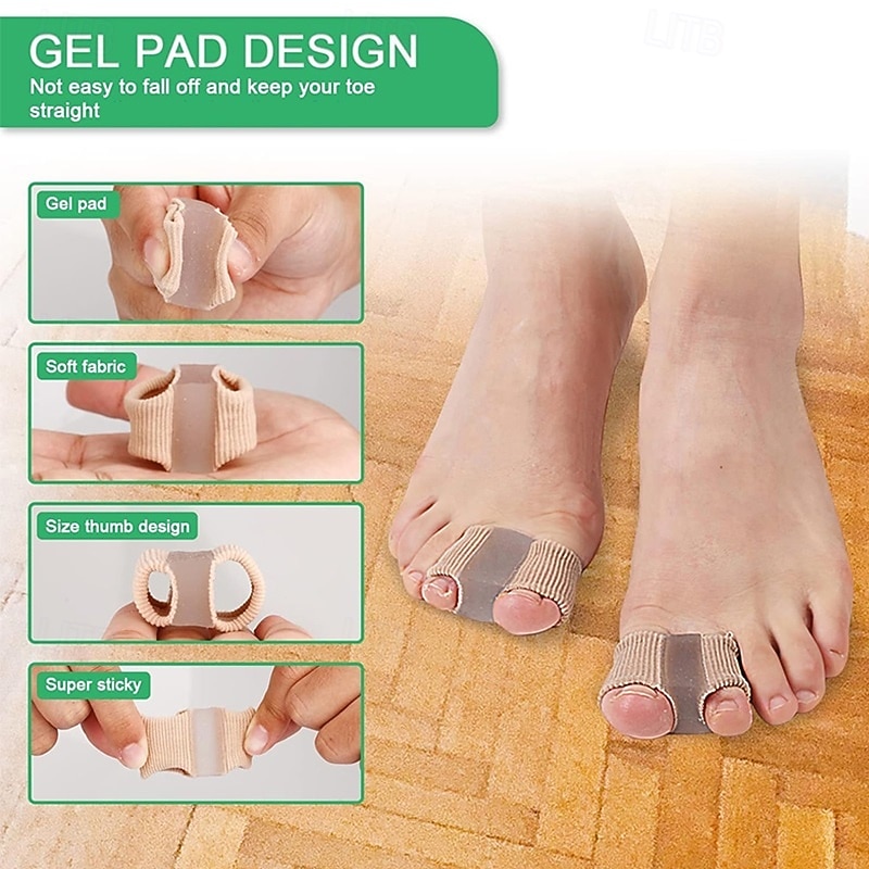 Gel Toe Separators for  for Toe Overlapping and Crooked Toe Straighteners Toe Spreader Toe Separators with Fabric Lining for Big Toe Silicone Toe Spacers2
