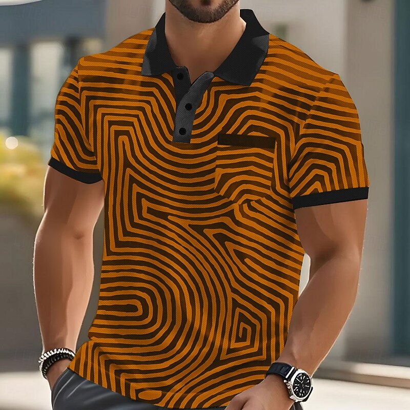 Men's Graphic Abstract Polo Short Sleeve Polo Shirts Collared Shirts Business Casual Outdoor Athleisure Daily Wear Buttons 3D Print Summer White Blue Orange2