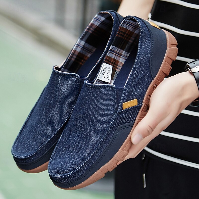 Men's Blue Denim Slip-On Shoes with Rubber Sole – Comfortable Casual Style for Outdoor Activities2