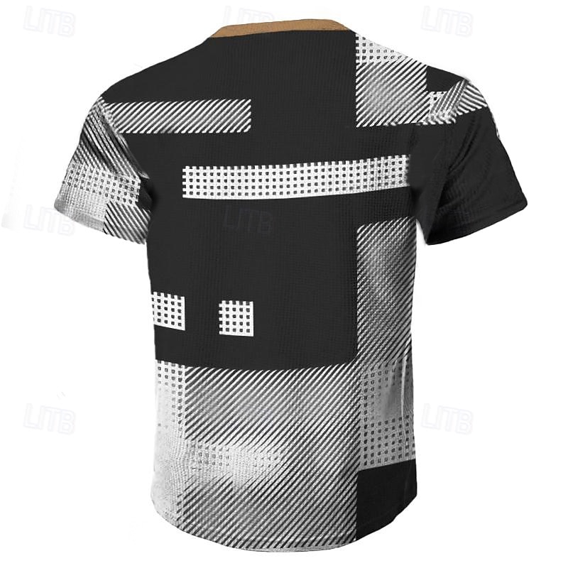 Geometry Men's Business Casual 3D Print Waffle Henley T Shirt Tee Casual Daily T shirt Black Blue Brown Short Sleeve Henley Shirt Spring & Summer Clothing Apparel S M L XL 2XL 3XL2