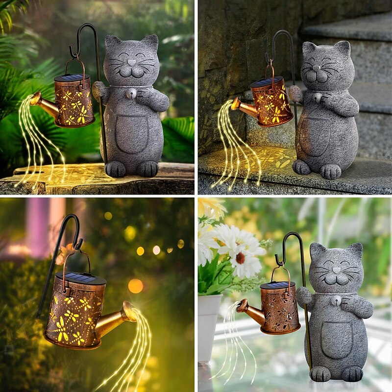 1 Pc Outdoor Solar Cat Landscape Light with Water Bottle Light Courtyard Garden Lawn Path Decorative Light Mother's Day Gift for Cat Lovers4