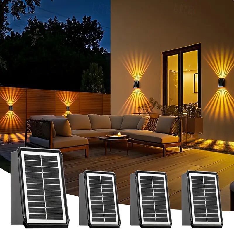 2/4pcs Solar Wall Light Outdoor Waterproof Up and Down Glow Stripe Beam Garden Light for Fence House Backyard Deck Porch Holiday Landscape Decoration