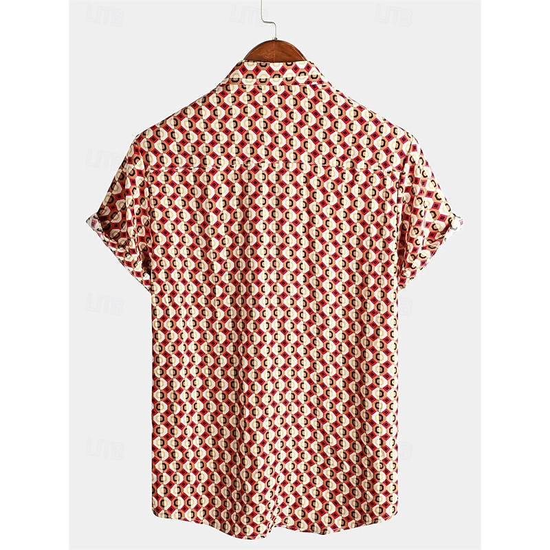 Retro Vintage 1970s Shirt Hawaiian Shirts Disco Geometic Psychedelic Fancy Dress Men's Halloween Carnival Music Festival Pride Parade Pride Month Adults' Shirt2