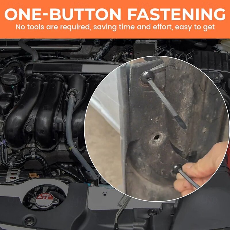 50/100pcs Nylon Universal Cable Tie Buckle, 2025 Heavy Duty Self-Locking Zip Tie Clip, Car Fastener for Fenders, Engine Guards, UV Resistant Small Black Strap for DIY Auto Repair3