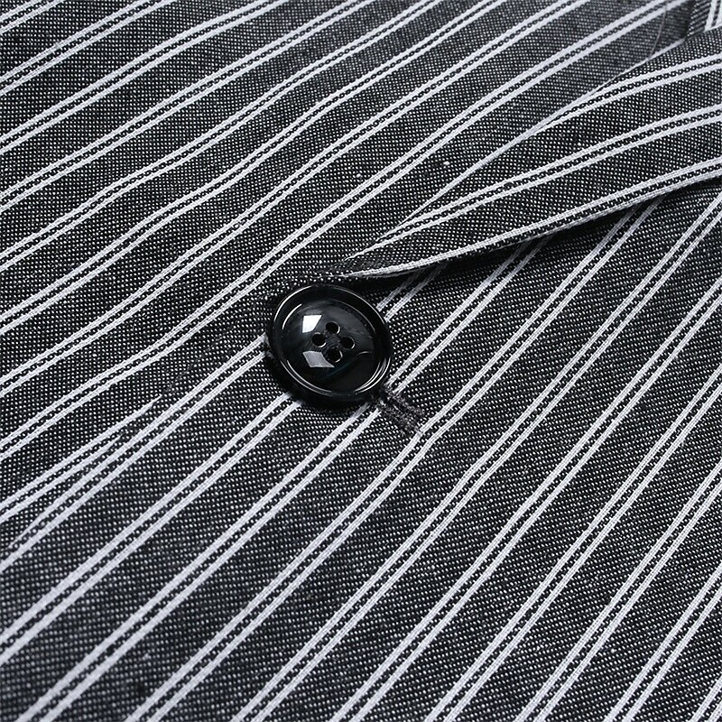 Men's Blazer Business Cocktail Party Wedding Party Fashion Casual Spring Autumn / Fall Polyester Stripes Pocket Buttons Comfortable Single Breasted Blazer Dark Gray Light Grey4