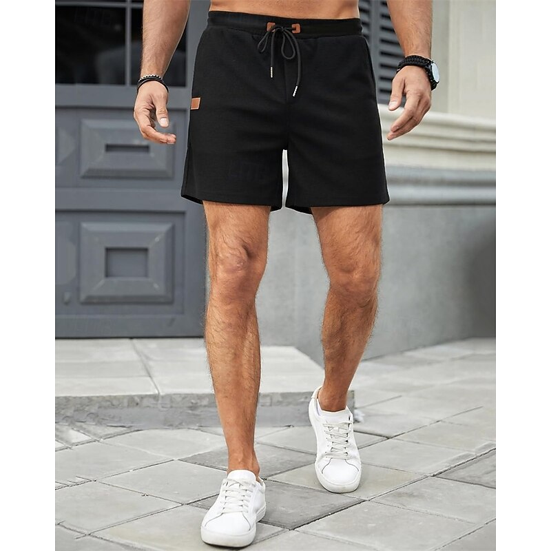 Men's Shorts Summer Shorts Casual Shorts Pocket Drawstring Elastic Waist Plain Comfort Breathable Short Outdoor Vacation Sport Casual Black Navy Blue Micro-elastic2