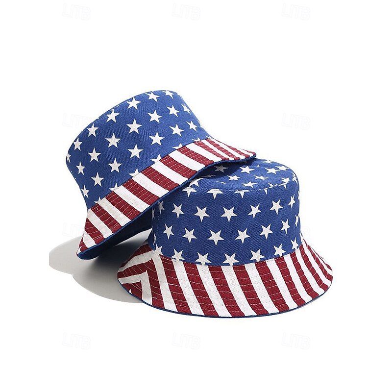 Women's American Flag Print Bucket Hat - Reversible Patriotic Summer Hat with Stars and Stripes Design, Perfect for Independence Day, July 4th, Holidays and Outdoor Events2