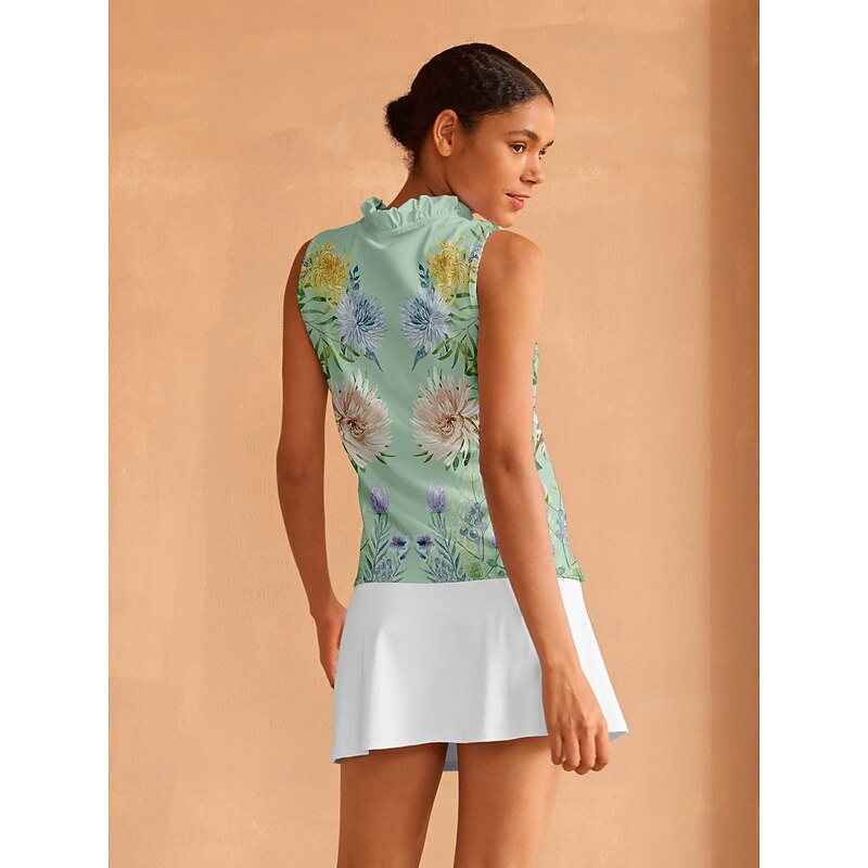 Women's Golf Polo Shirt Light Green Sleeveless Top Ladies Golf Attire Clothes Outfits Wear Apparel2