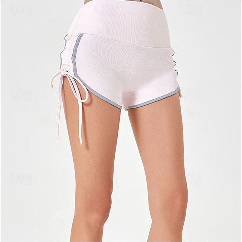 Women's Solid Colored Sports Shorts Tennis Shorts Drawstring Contrast Binding Wide Waistband Moisture Wicking Breathable Tennis Golf Pickleball Black Pink Khaki Tennis Clothing