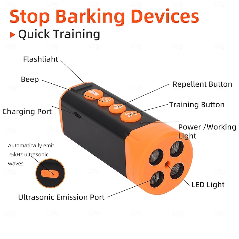 Ultrasonic Dog Bark Control Device SU40 High-Power Dog Repellent with LED light3