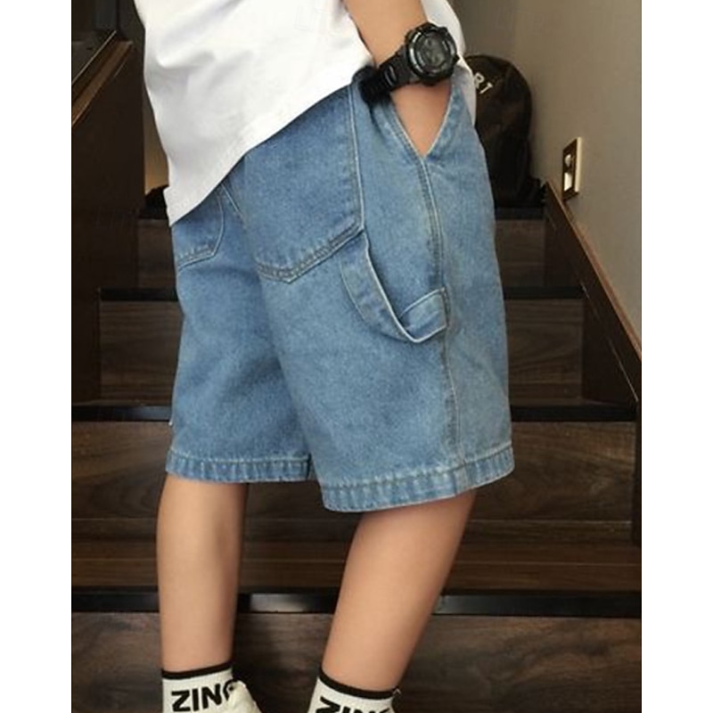 Kids Boys Shorts Solid Color Breathable Soft Comfort Shorts School Cool Basic Black Blue Mid Waist