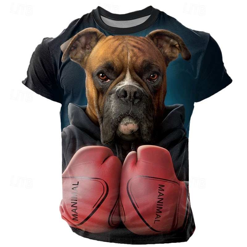 Vincent Hie Men's Dog T Shirt Short Sleeve T shirt 3D Print Crew Neck Shirt Fashion Exaggerated Daily Party Street Casual Black Summer Spring All Seasons Clothing Apparel S M L XL XXL XXXL 4XL - Main Image