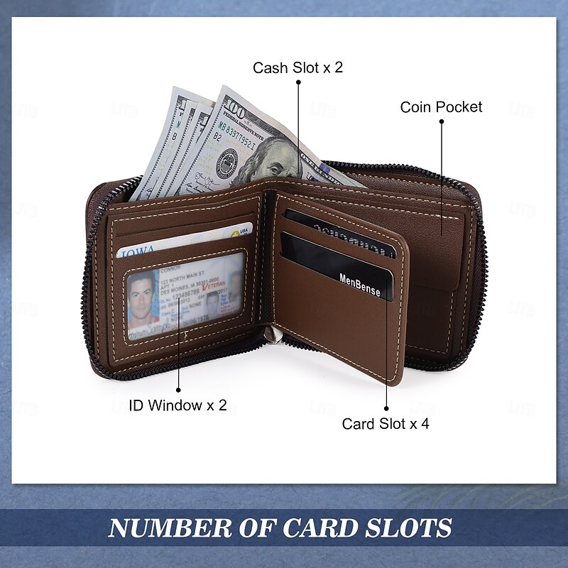 Personalized Photo Engraved Leather Wallet Custom Best Gift for Dad, Custom Name and Initial Engraved on Back, Perfect Valentine's Day, Father's Day, Anniversary, Birthday Gift3