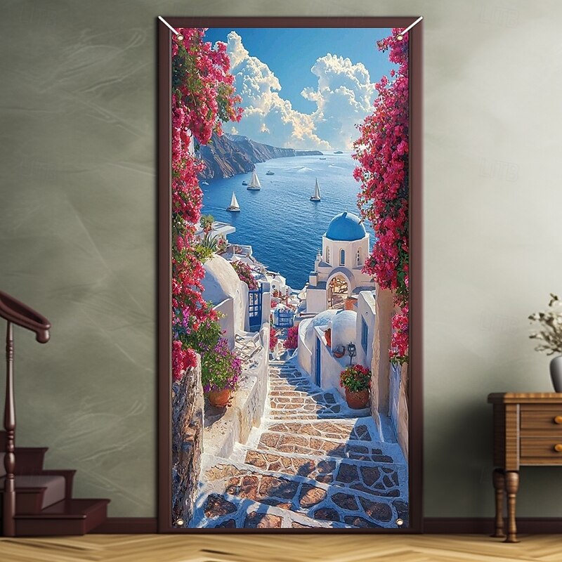 Ocean Beach Door Decorations Door Covers Door Tapestry Door Curtain Decoration Backdrop Indoor/Outdoor Door Banner for Front Door Farmhouse2