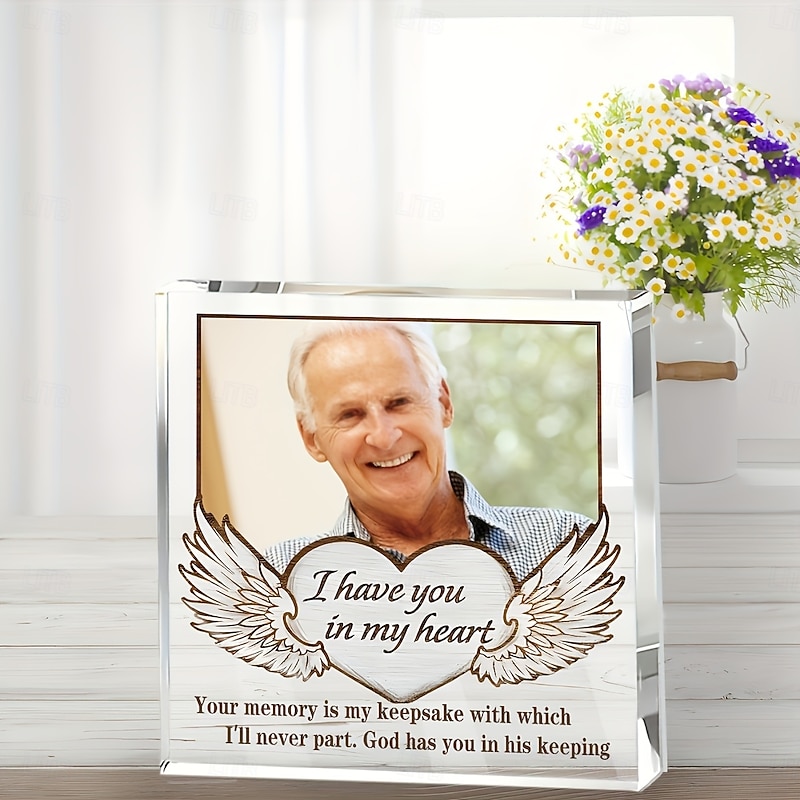 Personalized Photo Memorial Plaque, Custom Photo Acrylic Sympathy Gift for Loved One Loss, Tabletop Decor for Valentine's Day, Christmas, Thanksgiving, Graduation2