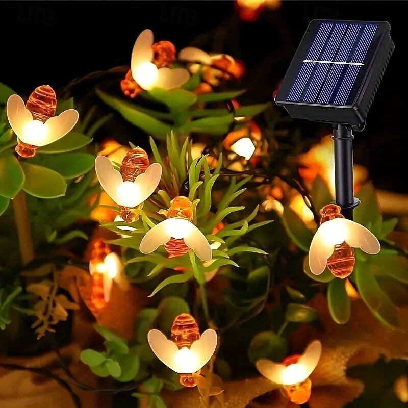 Solar Bee String Lights 12m 100LEDs Outdoor Waterproof Fairy Lights for Wedding Party Tree Courtyard Patio Fence Balcony Outdoor Indoor Decoration3