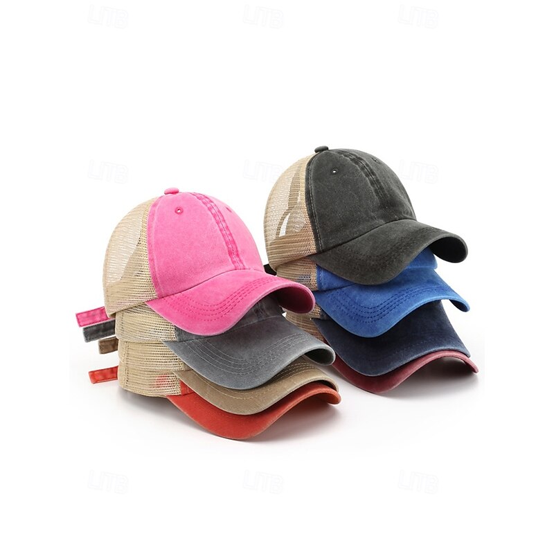 Men's Vintage Mesh Back Trucker Hat – Adjustable Washed Cotton Baseball Cap for Outdoor Sports, Travel and Daily Casual Wear