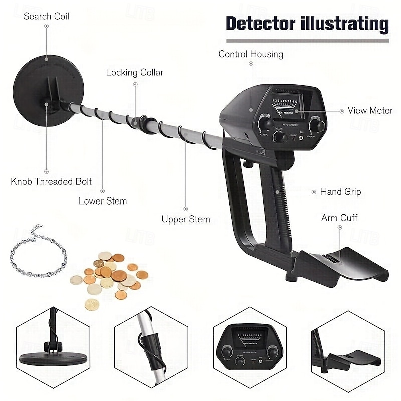 12 Inch High-Sensitivity Coil Golden Digger Deep Search Metal Detector - Adjustable Sensitivity, Advanced LCD Display, Accurate Treasure Hunter for Beginners And Professionals - Suitable for Finding L4