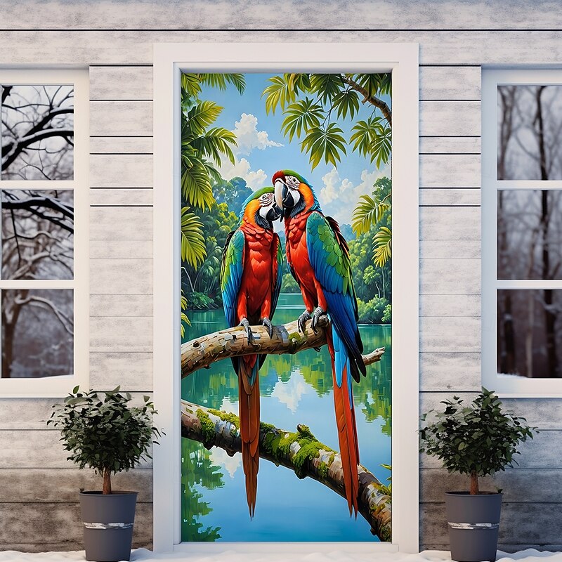 Tropical Bird Door Decorations Door Covers Summer Door Tapestry Door Curtain Decoration Backdrop Indoor/Outdoor Door Banner for Front Door Farmhouse2