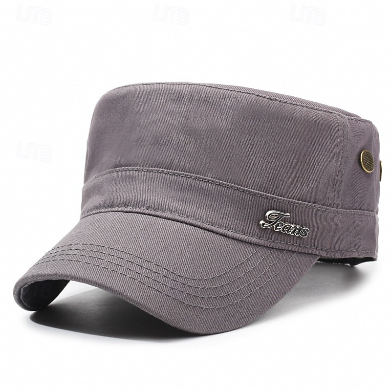 Men's Flat Cap Sun Hat Trucker Hat Black Navy Blue Polyester Metal Fashion Casual Street Daily Plain Adjustable Sunscreen Breathable2