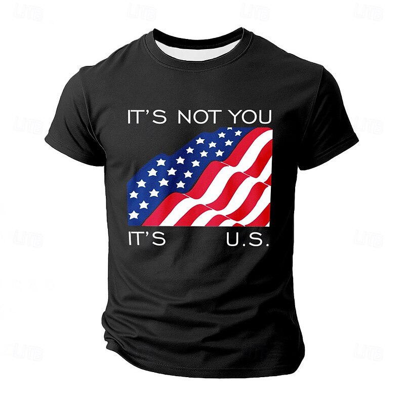 Patriotic T Shirts For Men American US Flag T Shirt Short Sleeve T shirt 3D Print Crew Neck Round Neck Shirt Daily Military Street Casual Daily Black Blue Green Summer Spring All Seasons Clothing3