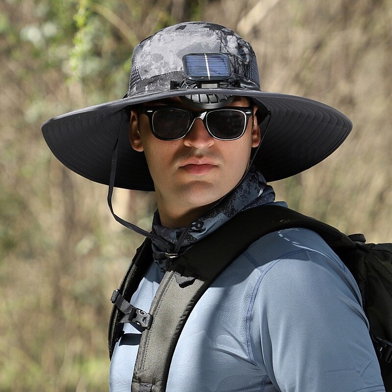 Solar Fan Hat Unisex Outdoor Sun Hat with Built-in Solar Fan, Wide Brim UPF Protection Bucket Hat for Hiking Fishing Beach4